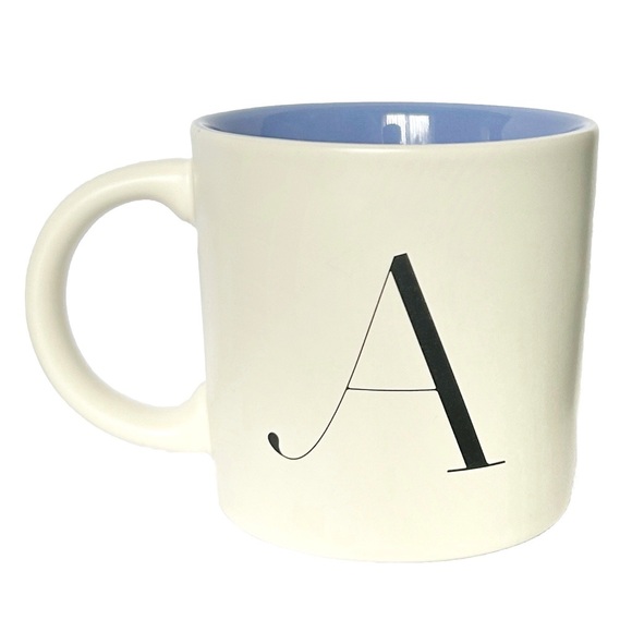 Indigo Monogram Initial A Letter Ceramic Mug White Creme Purple Coffee Tea Lilac - Picture 7 of 9